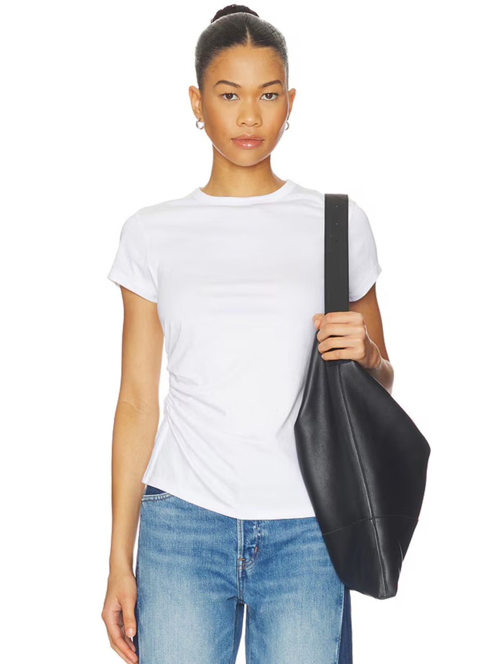 Madewell Asymmetric Ruched Tee in Allday Jersey XS